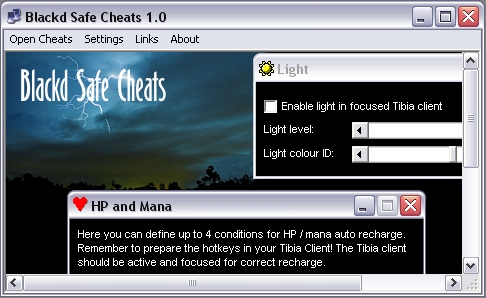 Blackd Safe Cheats options - main menu